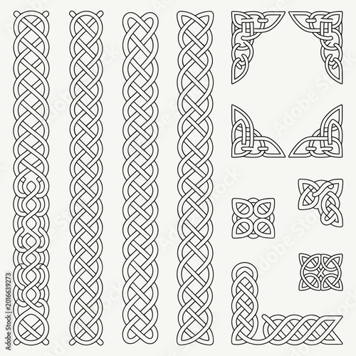 Konstfotografi Celtic knot ornament collection, intricate medieval braid borders, traditional I