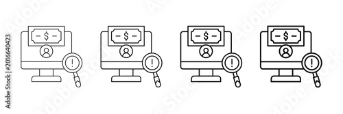Tableau sur toile Fraud Detection Icons Vector Set In Different Stroke Line Style