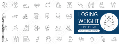 Obraz na płótnie losing weight line icon set