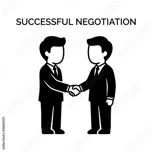 Business partners shaking hands after successful negotiation agreement.