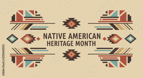 Konstfotografi Native American Heritage Month with traditional tribal patterns.