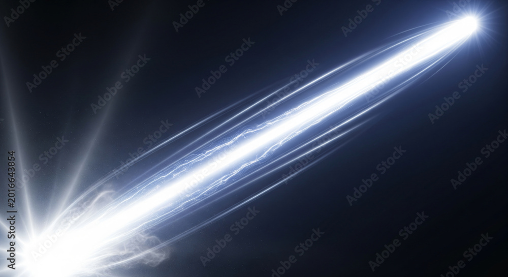 Obraz premium Abstract light trails dynamic lines on black background for modern designs.