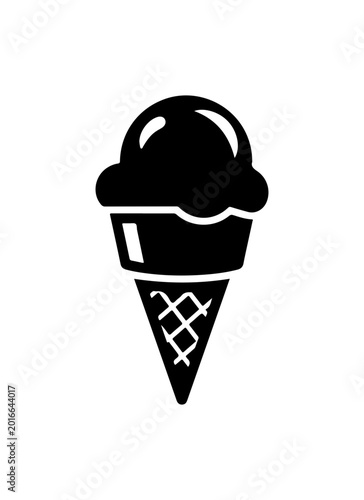 Black Bold Ice Cream Cone Silhouette Vector