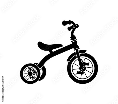 Black Children's Tricycle Silhouette Vector Illustration