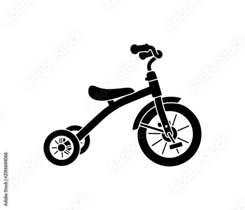 Black Silhouette Children's Tricycle Vector Illustration