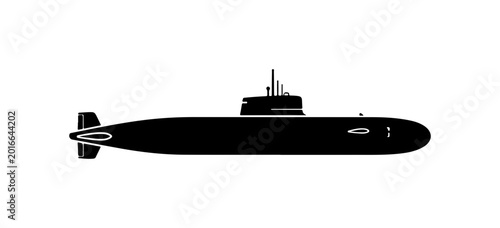 Modern Submarine Silhouette - Bold Black Vector Art