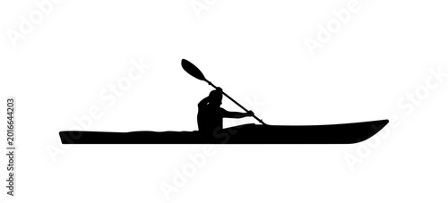 Bold Silhouette of Kayaker with Paddle