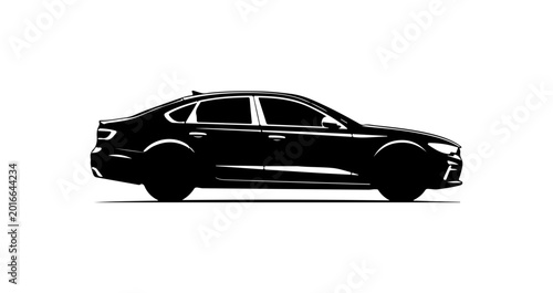 Modern Black Sedan Car Silhouette Vector Art