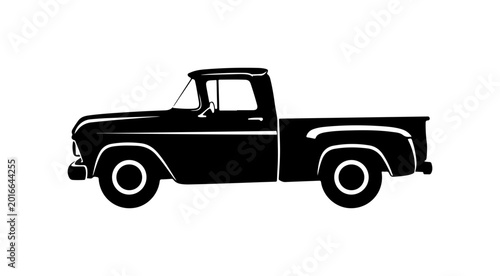Bold Black Silhouette Pickup Truck Vector Illustration