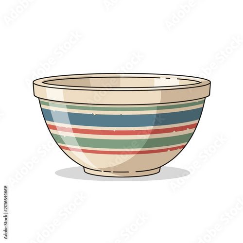 Vintage Ceramic Mixing Bowl with Stripes