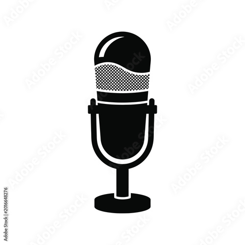 Photos Black Microphone Icon Illustration.