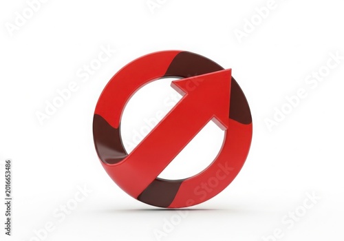 Red circular prohibition arrow icon with gradient