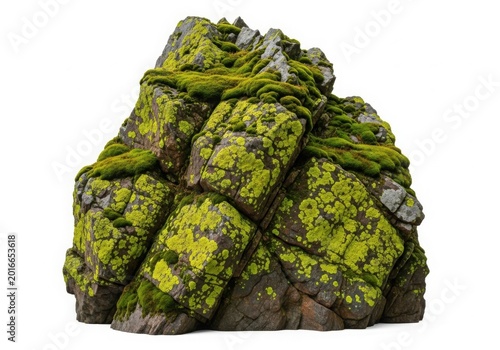 Moss-covered rock formation with green texture