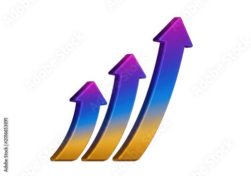 Three colorful upward growth arrows