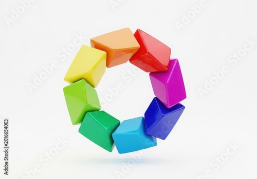 Colorful blocks arranged in a rainbow circle
