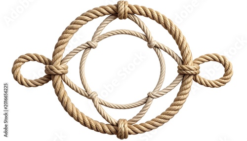 Beige rope circle frame with intricate knots