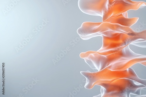 Close-up of Detailed Human Spine Vertebrae with Soft Light and Clear Background for Medical Illustration