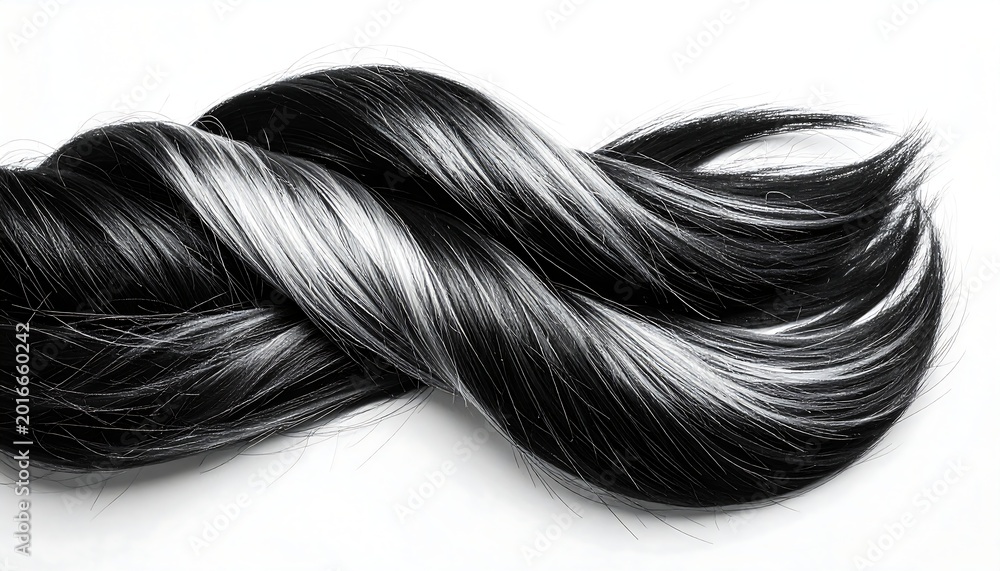 Naklejka premium Black and white hair strands in a twist