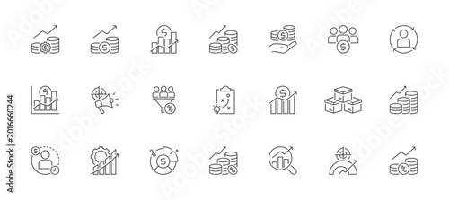 Foto Revenue Performance Management icon set containing revenue, performance, profit,
