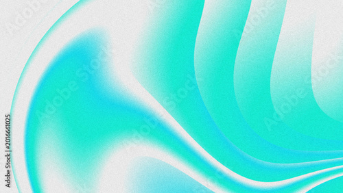 Tablou pe pânză Abstract grainy gradient background with soft wavy curves in neon cyan and hyper aqua blue on a white base