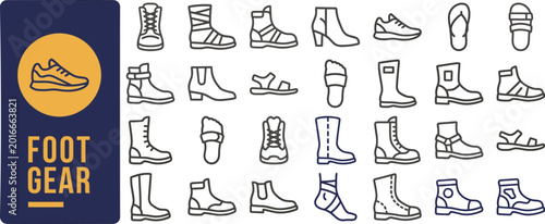 Photos Footgear and Shoe Boot outline icon set
