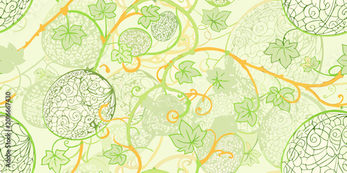 melon pattern a decorative pattern showing melons and leaves