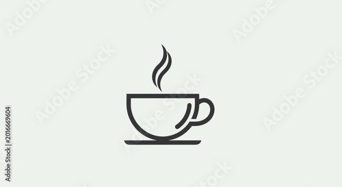Canvas Print Simple line art coffee cup icon 1.