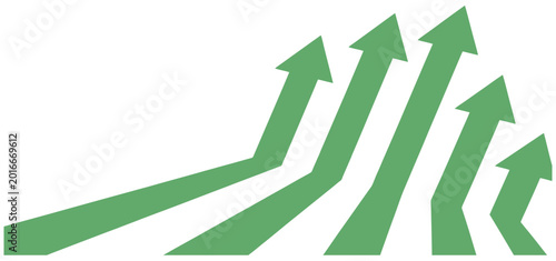Foto Green rising arrows showing business growth and financial success in a vector st