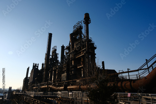 Dusk looking out over part of the massive structure of the Bethlehem Steelworks