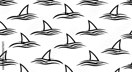 Quadro su tela Shark fin silhouette pattern