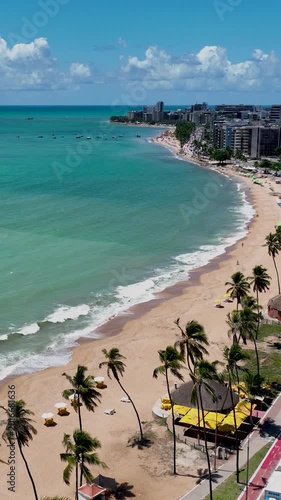 Pajucara Beach At Maceio Alagoas Brazil. Bird Eye View Of A Amazing Coastal Beach In The Summer Holiday. Deserted Skyline Season Beautiful. Deserted Waterfront Shore. Maceio Alagoas.