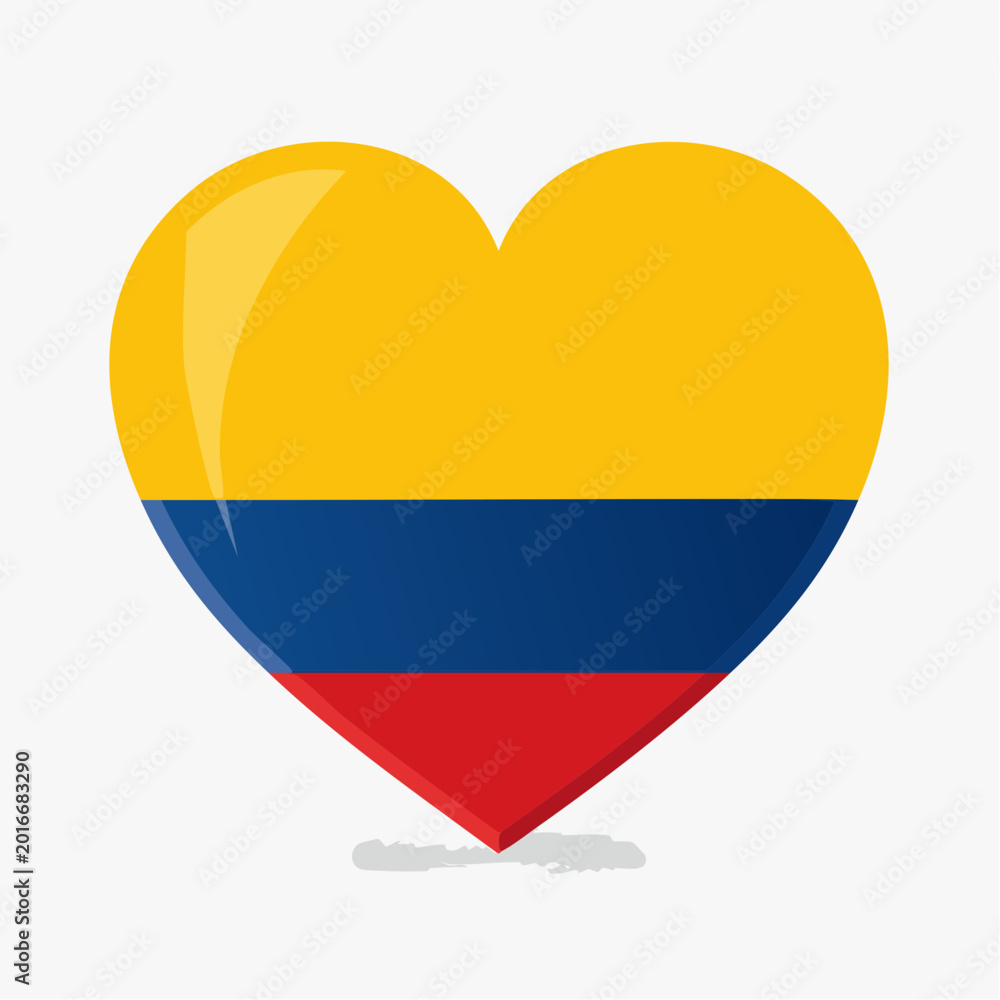Fototapeta premium Heart shape with Colombian flag colors