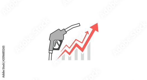 Foto Fuel Pump Nozzle with Upward Trending Graph, Rising Gas Prices