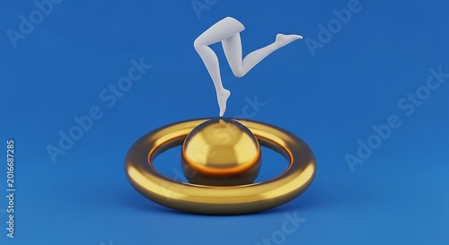 Legs balancing on golden ring