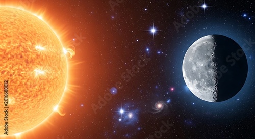 Sun moon stars space cosmic view