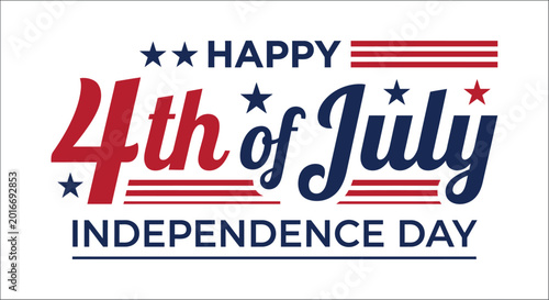 Foto Happy 4th of july typography with stars and stripes independence day