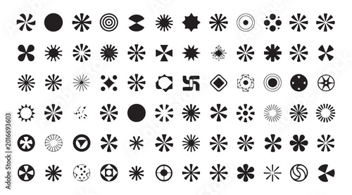Принти на полотні Comprehensive collection of radial abstract silhouettes and geometric star vector elements