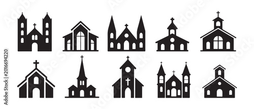 Bild auf Leinwand Church building silhouettes