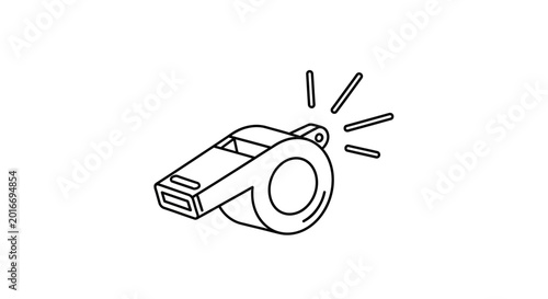 Photos Hand-drawn whistle icon, sports referee signal, sound wave illustration on white