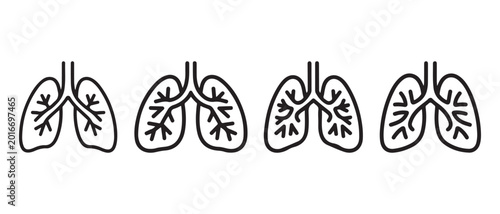 Canvastavla Human lung line art icons