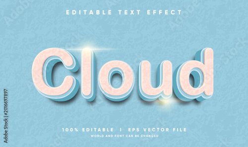 cloud vector text effect with modern style