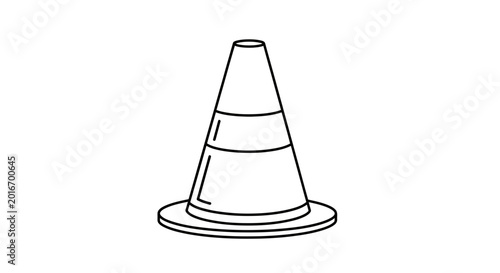 Canvas Print Simple Line Drawing of a Traffic Cone