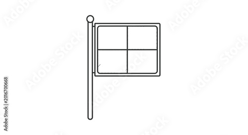 Simple Flag Icon on Pole, Minimalist Line Art Vector Illustration