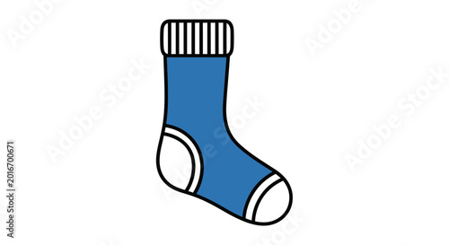 Blue Sock Illustration - Isolated on White Background