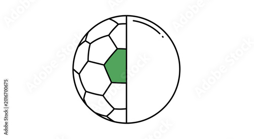 Half Soccer Ball Graphic Icon - Clean Design