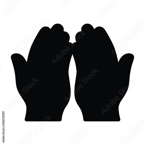 Fotografie Black Silhouette of Two Human Hands Cupped Together for Prayer or Offering Isola