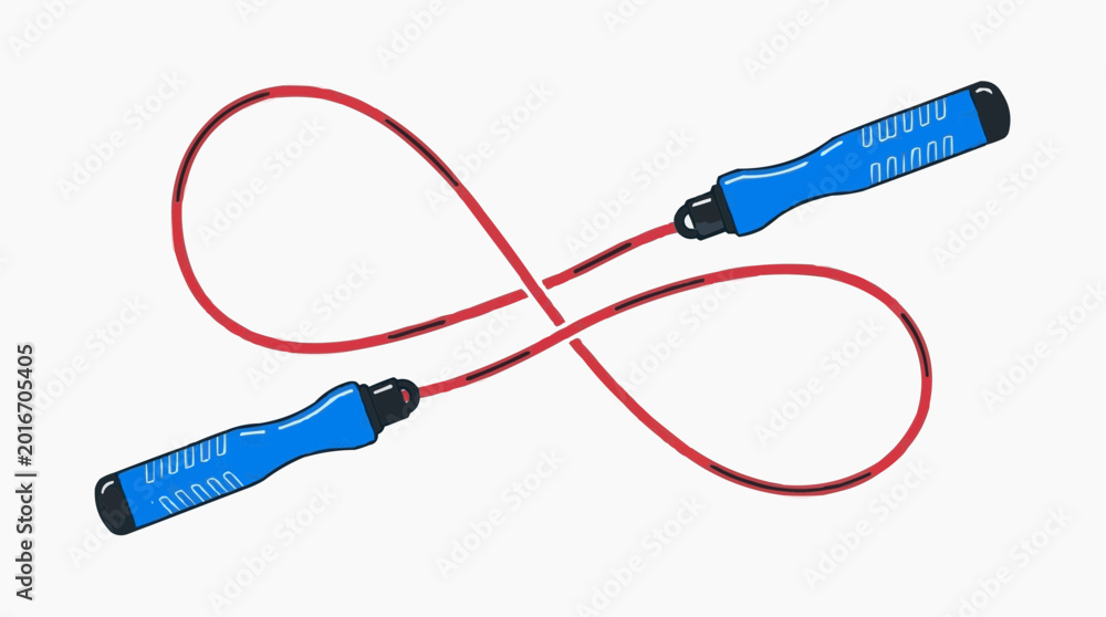 Obraz premium Rope Loop: Illustrating movement and exercise, a vivid illustration of a single skipping rope in a dynamic form, ready for action and fitness. 