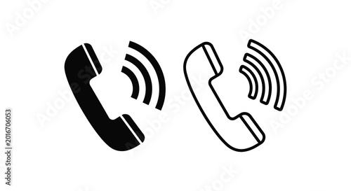 Schilderij op canvas Telephone handset with sound waves silhouette high quality