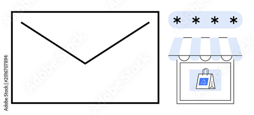 Foto Email marketing, e-commerce security, password protection, online retail, digital transactions, customer outreach