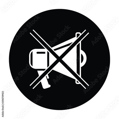 No Megaphone Icon Sign Symbolizing Silence Prohibition or Restriction of Public Announcement